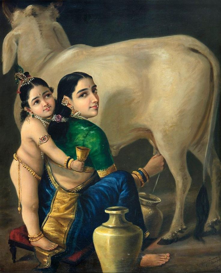 yashoda krishna by raja ravi varma rolled canvas reprint (unframed) etsy india